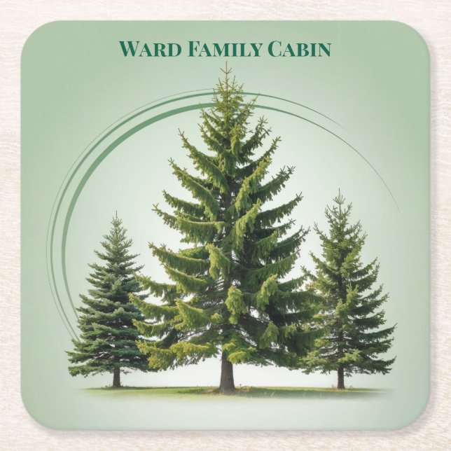 Family Cabin Square Untersetzer Set (Vorderseite)