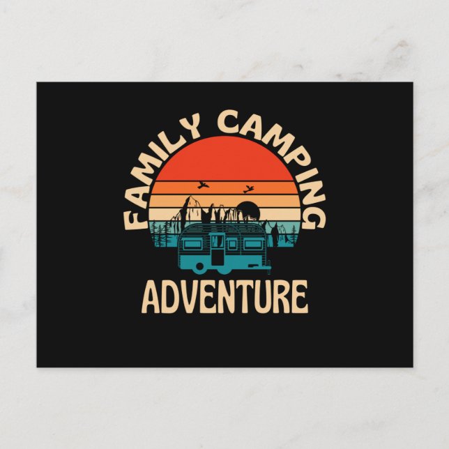 Family Camping Adventure Caravan Postkarte (Vorderseite)