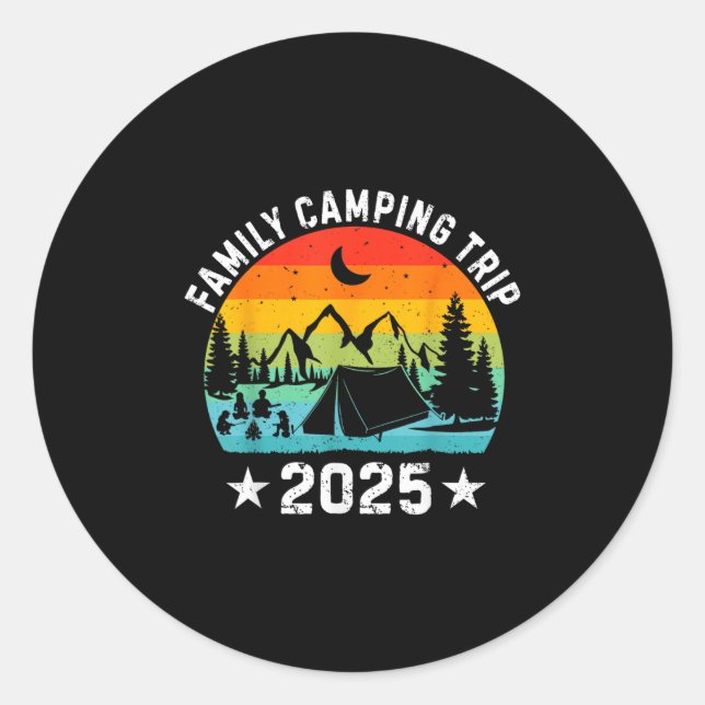 Family Camping Trip 2025 Matching Crew Summer Vaca Runder Aufkleber (Vorderseite)