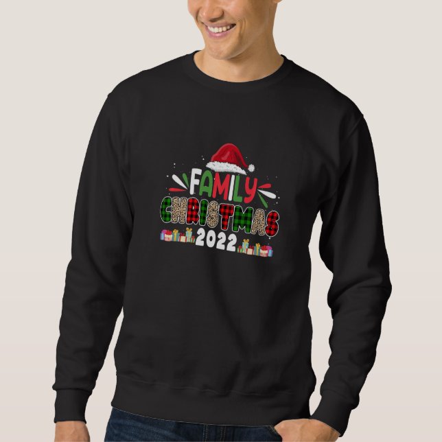 Family Christmas 2022 Leopard Buffalo Plaid Red Gr Sweatshirt (Vorderseite)