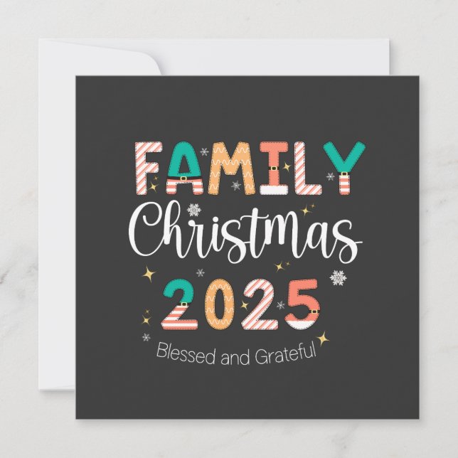 Family Christmas 2025 Blessed and Grateful  Einladung (Vorderseite)