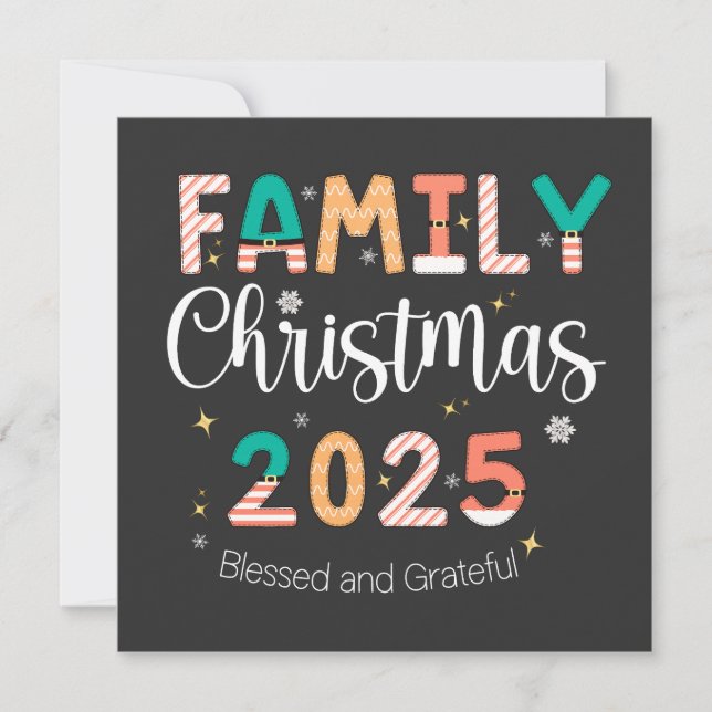 Family Christmas 2025 Blessed and Grateful  Save The Date (Vorderseite)
