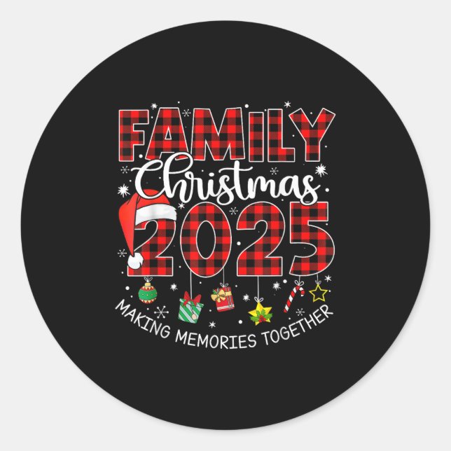 Family Christmas 2025 Making Memories Together Buf Runder Aufkleber (Vorderseite)