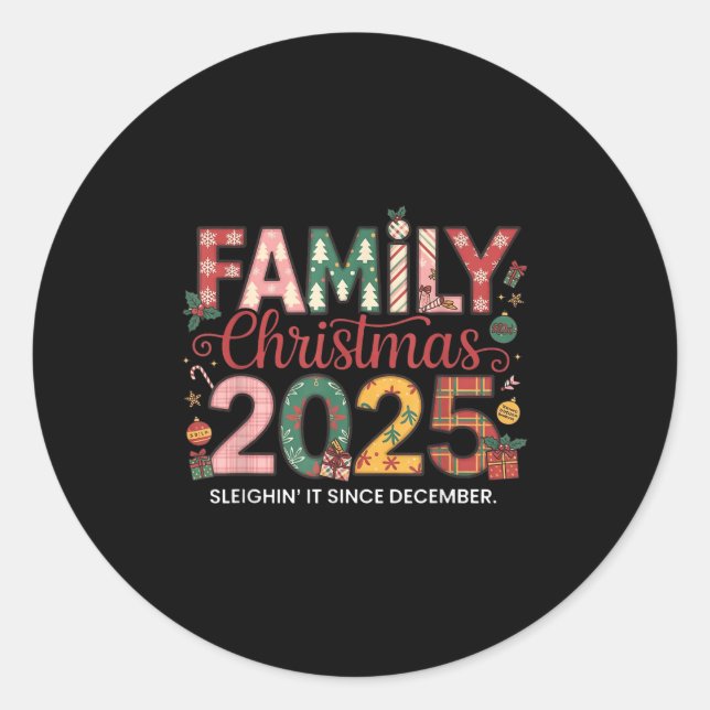 Family Christmas 2025 Making Memories Together Xma Runder Aufkleber (Vorderseite)