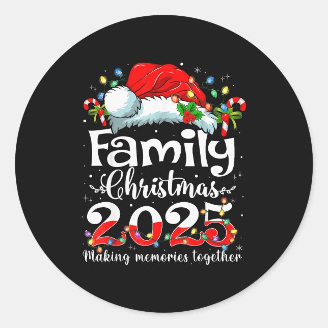 Family Christmas 2025 Matching Squad Santa Elf Fun Runder Aufkleber (Vorderseite)