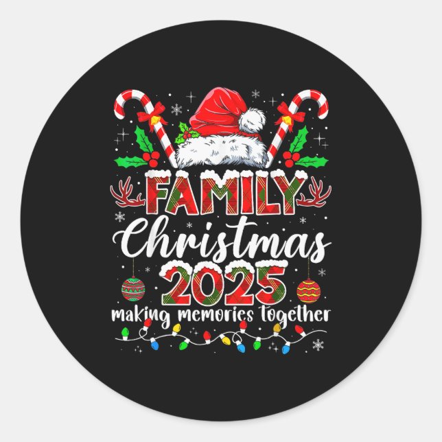 Family Christmas 2025 Matching Tee Xmas Santa Pjs  Runder Aufkleber (Vorderseite)