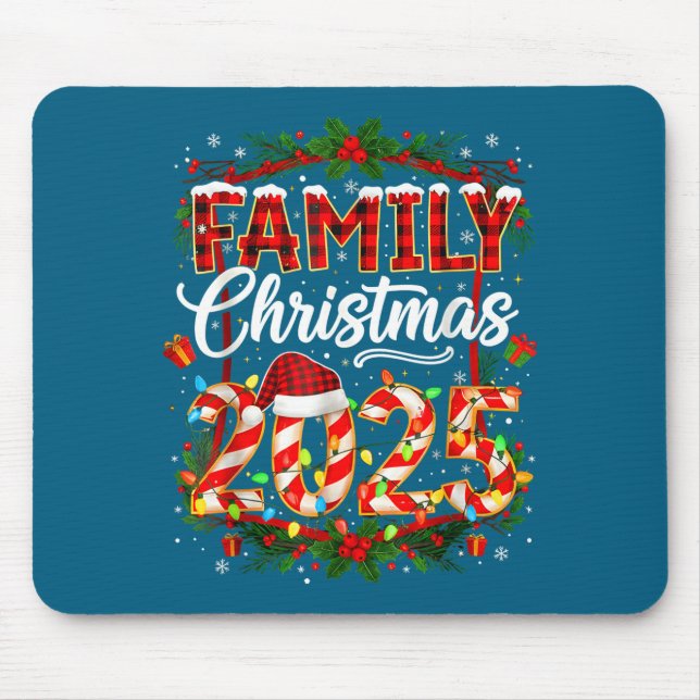 Family Christmas 2025 Xmas Lights Santa Pajamas Ho Mousepad (Vorne)
