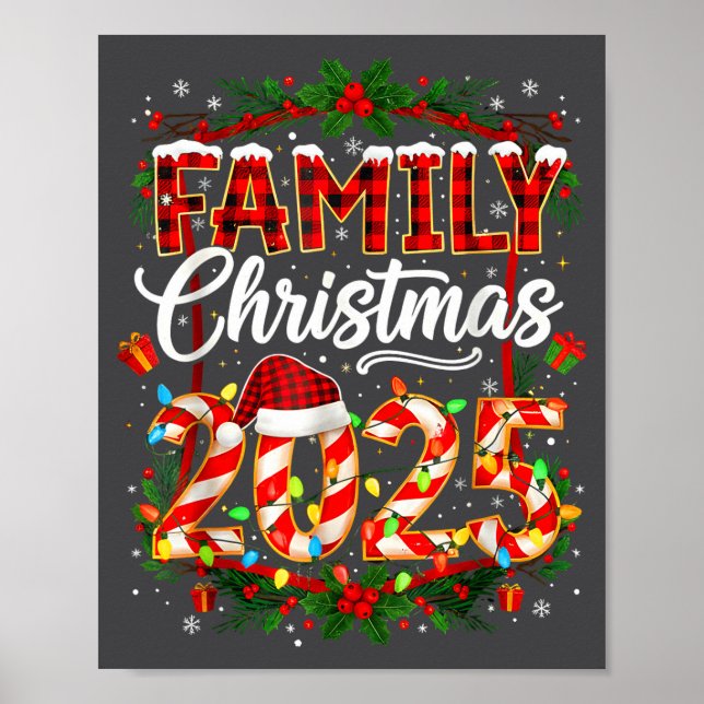 Family Christmas 2025 Xmas Lights Santa Pajamas Ho Poster (Vorne)