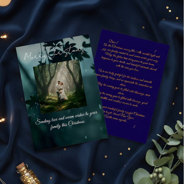 Family Christmas Card Custom Photo Holiday Message Dankeskarte (Von Creator hochgeladen)