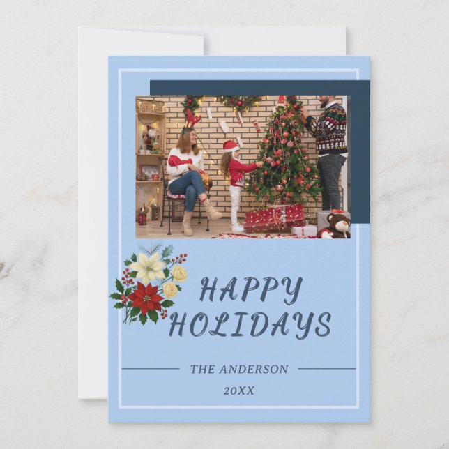 “Family Christmas Card | Happy Holidays Photo Card Dankeskarte (Vorderseite)