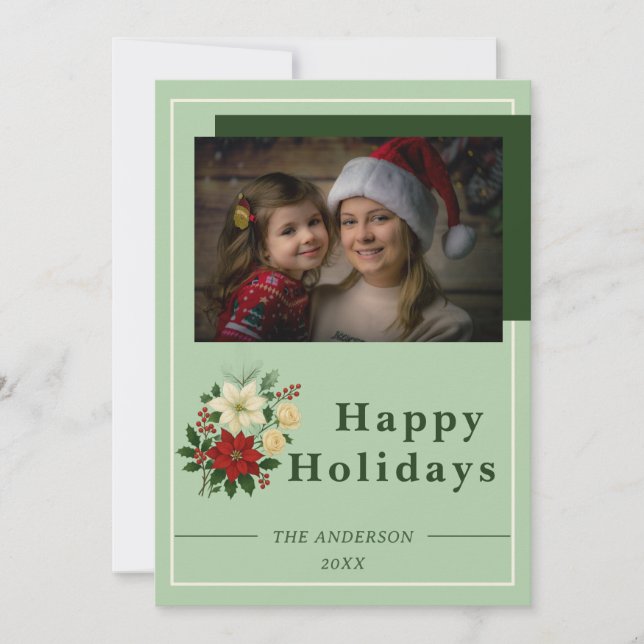 “Family Christmas Card | Happy Holidays Photo Card Dankeskarte (Vorderseite)