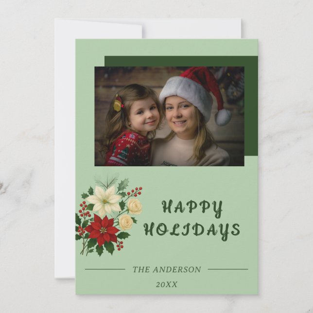 “Family Christmas Card | Happy Holidays Photo Card Dankeskarte (Vorderseite)