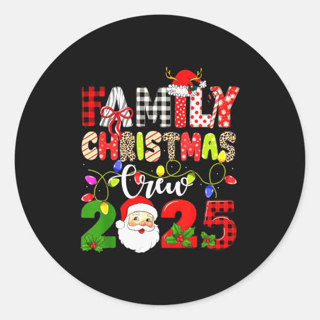 Family Christmas Crew 2025 Matching Outfit Xmas Sq Runder Aufkleber (Vorderseite)