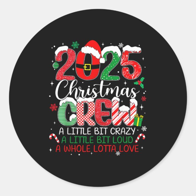 Family Christmas Crew 2025 Matching Outfit Xmas Sq Runder Aufkleber (Vorderseite)