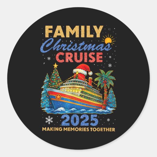Family Christmas Cruise 2025 Matching Family Cruis Runder Aufkleber (Vorderseite)