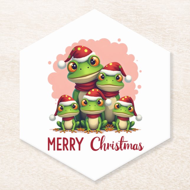 Family christmas frogs (3) untersetzer (Vorderseite)