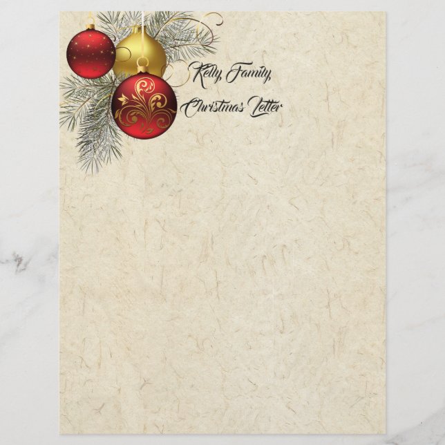 Family Christmas Letter Letterhead Writing Paper Briefbogen (Vorderseite)