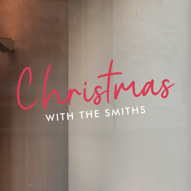 Family Christmas | Modern Minimalist Family Name Fensteraufkleber (Von Creator hochgeladen)