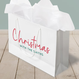 Family Christmas | Modern Minimalist Family Name Große Geschenktüte