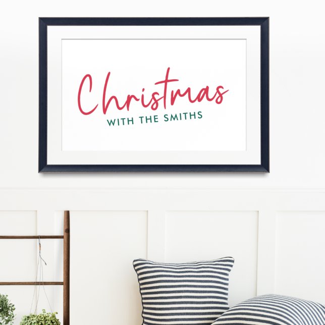 Family Christmas | Modern Minimalist Family Name Poster (Von Creator hochgeladen)