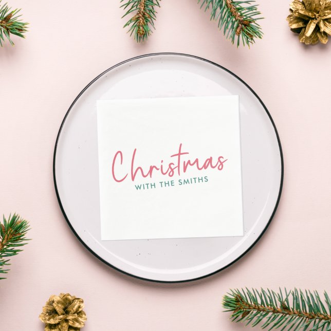 Family Christmas | Modern Minimalist Family Name Serviette (Von Creator hochgeladen)