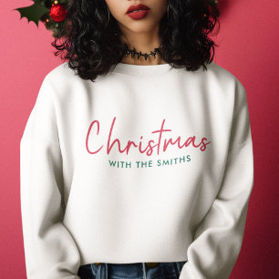 Family Christmas   Modern Minimalist Family Name Sweatshirt