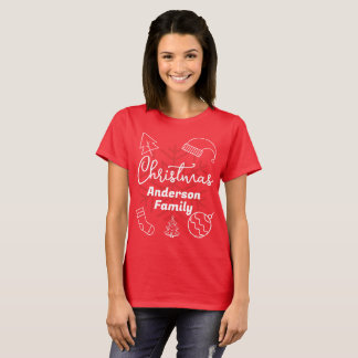 Family Christmas | Modern Minimalist Family Name T-Shirt
