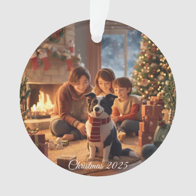 Family Christmas Ornament with Border Collie – Coz (Vorderseite)