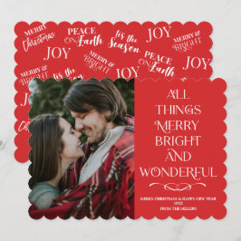 Family Christmas red photo Card Feiertagskarte