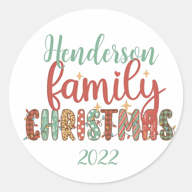 Family Christmas Runder Aufkleber (Vorderseite)
