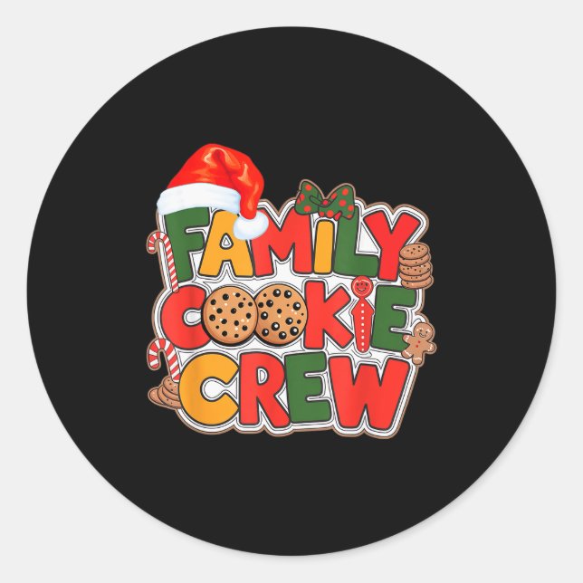 Family Cookie Crew Eating Christmas Gingerbread Te Runder Aufkleber (Vorderseite)