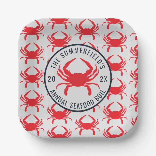 Family Crail Boil Summer Seafood Party Custom Pappteller (Vorderseite)