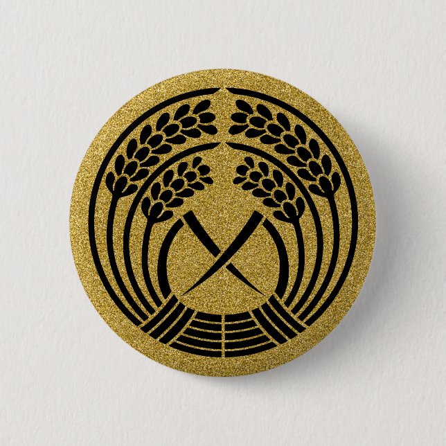 [Family Crests] Hugging rice ear Round Button (Vorderseite)