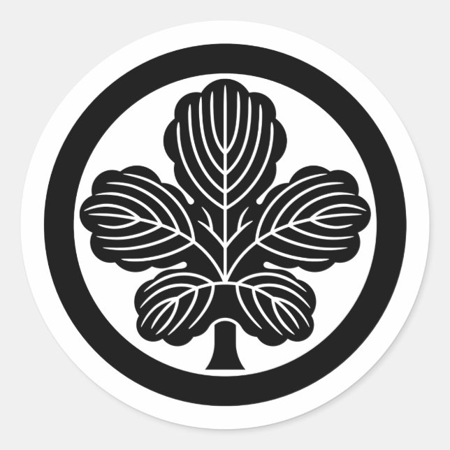 [Family Crests] Kaji leaf with circle Runder Aufkleber (Vorderseite)