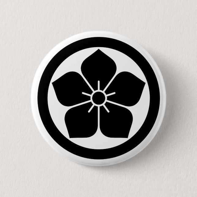 [Family Crests] Kikyo flower inside a circle Button (Vorderseite)
