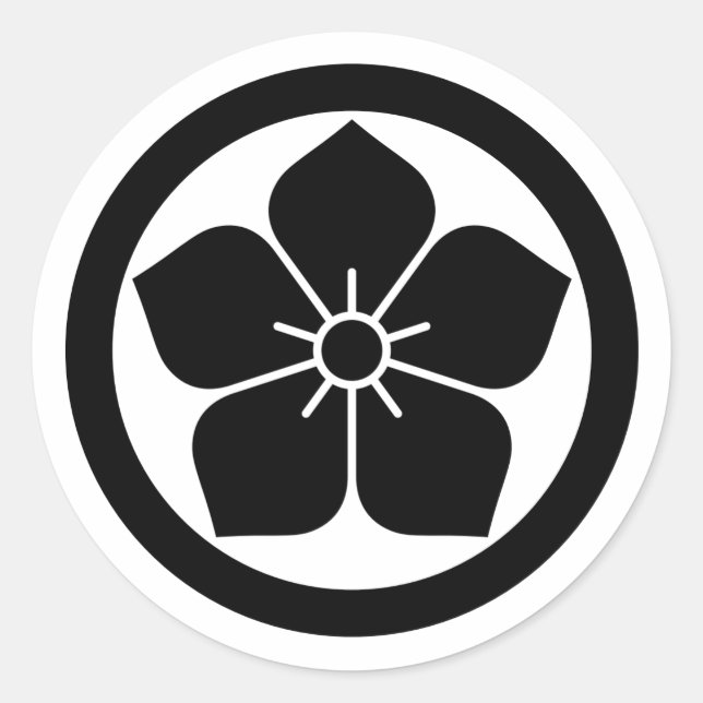 [Family Crests] Kikyo flower inside a circle Runder Aufkleber (Vorderseite)