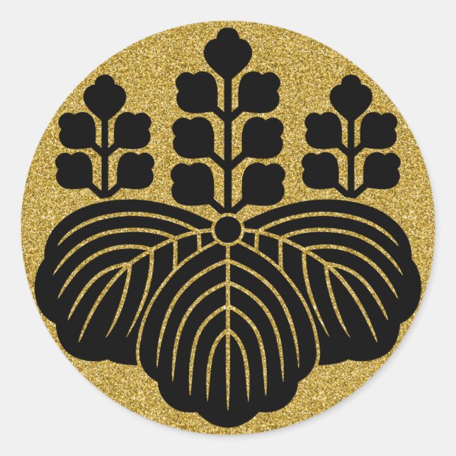 [Family Crests] Paulownia 5-7kiri Runder Aufkleber (Vorderseite)