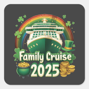 Family Cruise 2025 St. Patrick’s Matching Lucky Quadratischer Aufkleber