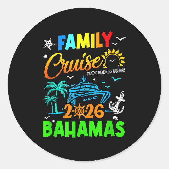 Family Cruise 2026 Bahamas Cruising Together Squad Runder Aufkleber (Vorderseite)