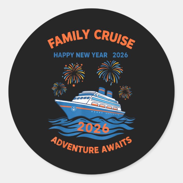 Family Cruise Happy New Year 2026 Adventure  Runder Aufkleber (Vorderseite)