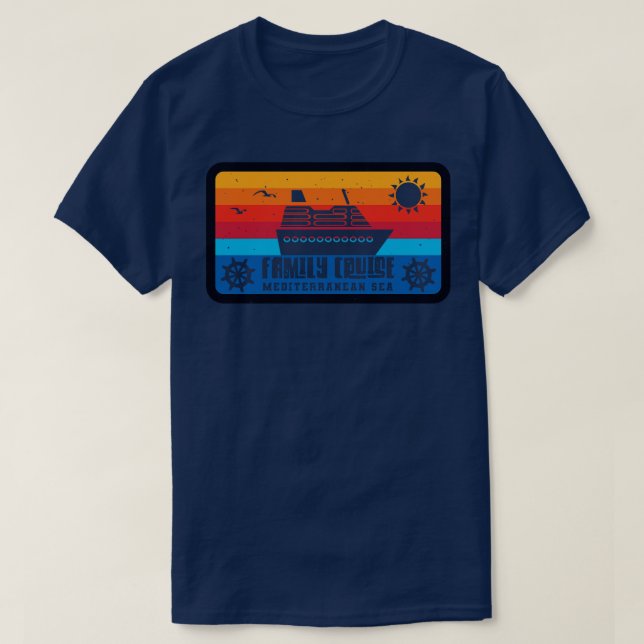 Family Cruise Mittelmeer Vintag Retro Styl T-Shirt (Design vorne)