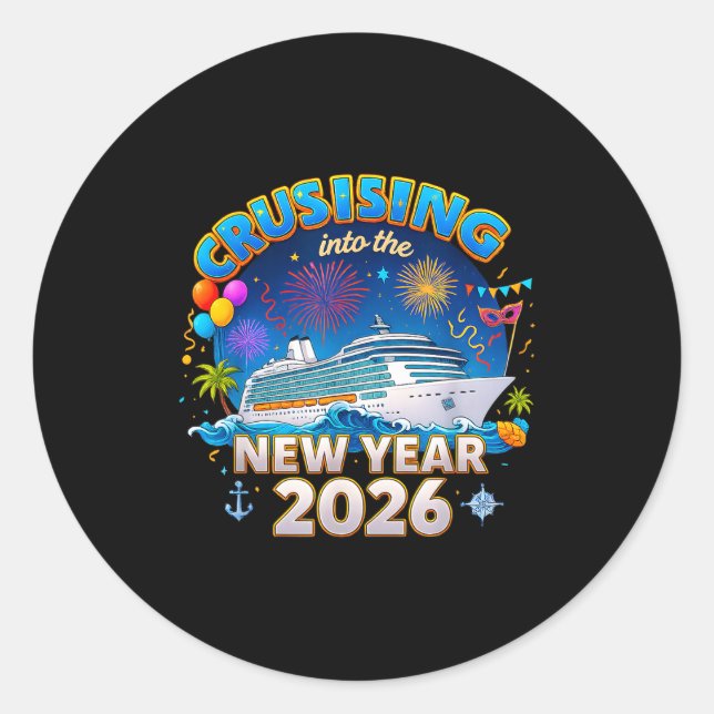 Family Cruise New Year 2026 Vacation  Runder Aufkleber (Vorderseite)