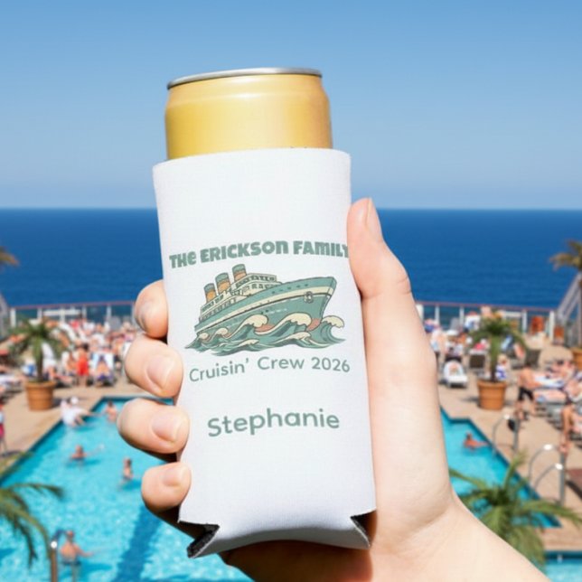 Family Cruise Retro Vacation Selters Dosenkühler (Retro family cruise can cooler)