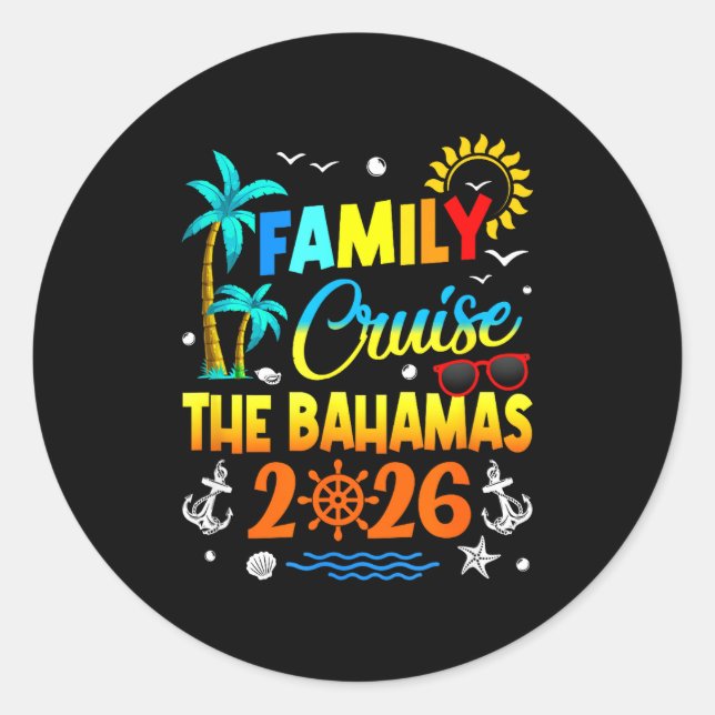 Family Cruise The Bahamas 2026 Summer Matching Vac Runder Aufkleber (Vorderseite)