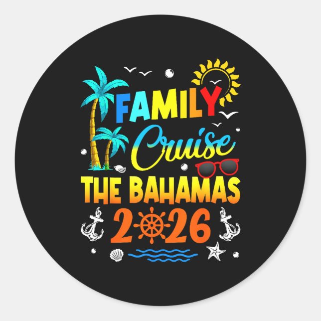 Family Cruise The Bahamas 2026 Summer Matching Vac Runder Aufkleber (Vorderseite)