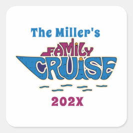 Family Cruise Word Art Custom Quadratischer Aufkleber
