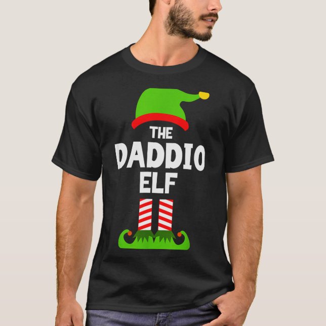 Family Daddio Elf Christmas Matching Pajama Funny  T-Shirt (Vorderseite)