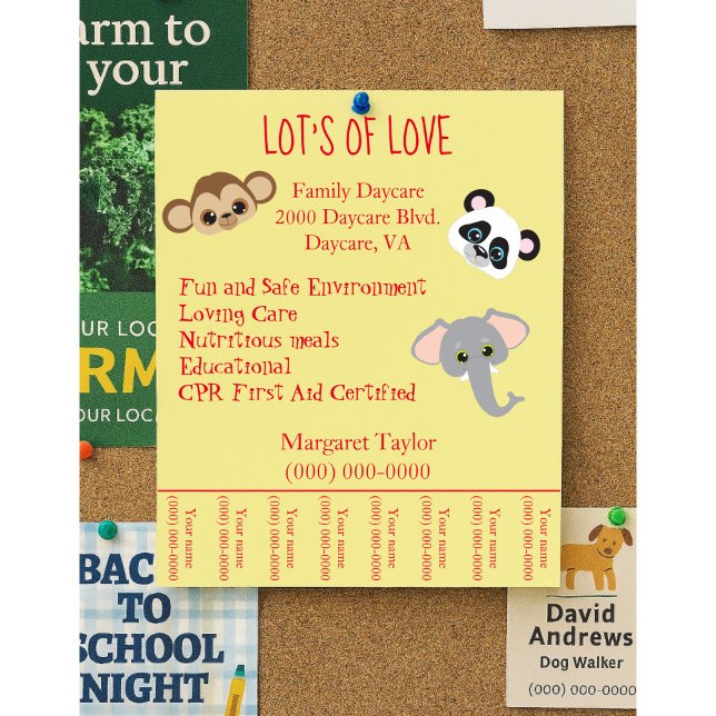 Family Daycare Jungle Animal Theme Tearaway Flyer (Von Creator hochgeladen)