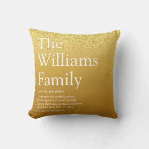 Family Definition Gold Glitzer Glam Moderner Spaß Kissen