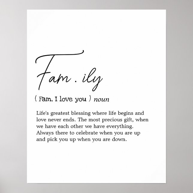 "Family Definition Wall Art Poster" Poster (Vorne)